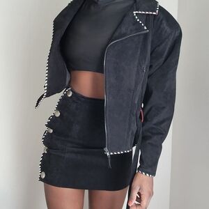 Vintage Char Sante Fe Suede Jacket Skirt Set Deadstock 1980s